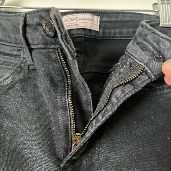 BCBGeneration, black, vegan leather, distressed pants, shimmer, size 24 - Picture 7 of 12